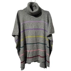 LOFT Turtleneck Wool-Blend Knit Poncho – Grey M/L